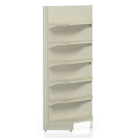 Внутрішній кутовий стелаж Modern Expo 1930х1000х400 мм, 6 полиць, метал, кремовий, для складу та магазину, Україна