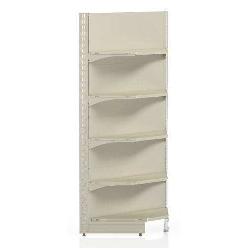 Внутрішній кутовий стелаж Modern Expo 1930х1000х500 мм, 5 полиць, метал, кремовий, для складу та магазину, Україна