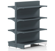 Торговий стелаж двосторонній 1473х665х300 мм, Modern Expo, 8 полиць, металевий, для магазину, антрацит