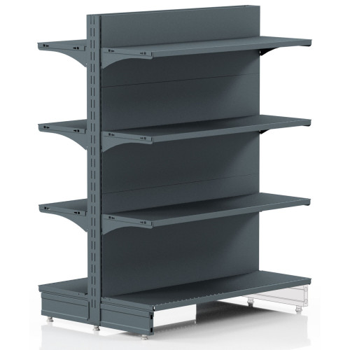 Торговий стелаж двосторонній 1473х665х300 мм, Modern Expo, 8 полиць, металевий, для магазину, антрацит