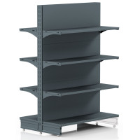 Торговий стелаж двосторонній 1473х1000х300 мм, Modern Expo, 8 полиць, металевий, для магазину, антрацит