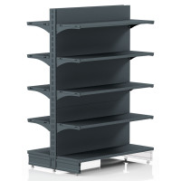 Торговий стелаж двосторонній 1473х1250х300 мм, Modern Expo, 10 полиць, металевий, для магазину, антрацит