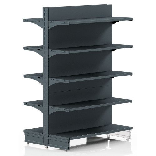 Торговий стелаж двосторонній 1473х1250х300 мм, Modern Expo, 10 полиць, металевий, для магазину, антрацит