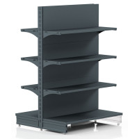 Торговий стелаж двосторонній 1473х1000х400 мм, Modern Expo, 8 полиць, металевий, для магазину, антрацит