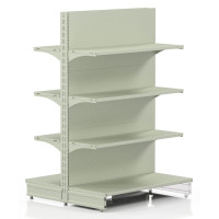 Торговий стелаж двосторонній 1473х1000х400 мм, Modern Expo, 8 полиць, металевий, для магазину, кремовий