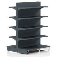 Торговий стелаж двосторонній 1473х1000х400 мм, Modern Expo, 10 полиць, металевий, для магазину, антрацит