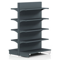 Торговий стелаж двосторонній 1625х1000х400 мм, Modern Expo, 10 полиць, металевий, для магазину, антрацит