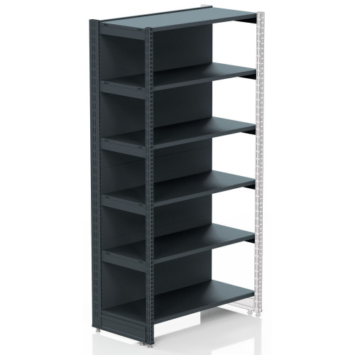 Металевий стелаж Modern Expo з передньою ногою, 5 полиць 400 мм, 1930х665х400 мм, антрацит, для складу та магазину