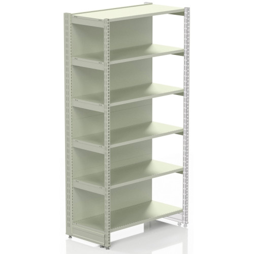 Металевий стелаж Modern Expo 1930х1250х400 мм, 5 полиць, кремовий RAL 9001, з передньою ногою, для складу та магазину