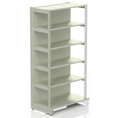 Металлический стеллаж Modern Expo 1930х1330х500 мм, 5 полок 400 мм, кремовый RAL 9001, для склада, магазина и пищевых продуктов