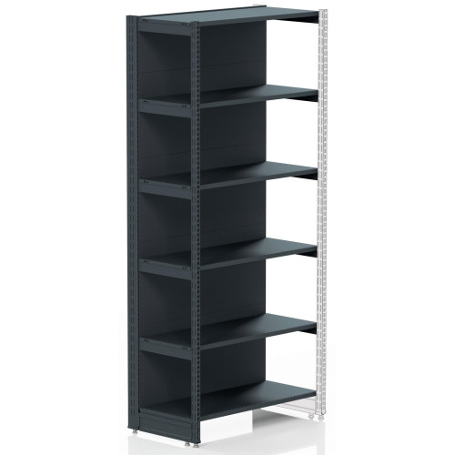 Металлический стеллаж Modern Expo с передней ногой 2235х665х400 мм, 5 полок, антрацит RAL7016 для склада, магазина и пищевой продукции