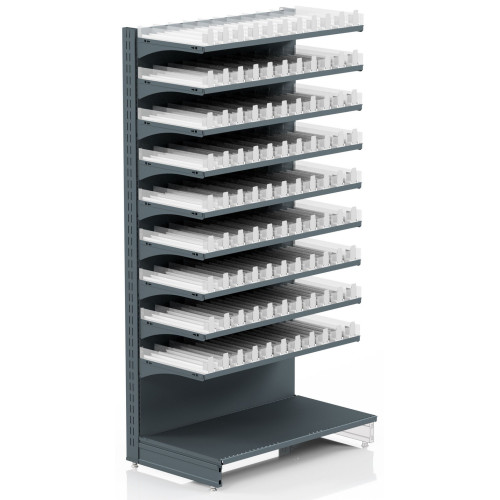 Торговий стелаж для сигарет Modern Expo 1930х1000х400 мм, 9 полиць, метал, антрацит, для тютюнового відділу