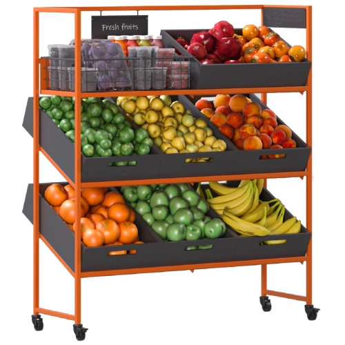 Стелаж для овочів металевий Modern Expo GREORA-Storey-Advanced 1400х1250х420 мм, навантаження 300 кг, Україна, для магазинів і торгівлі