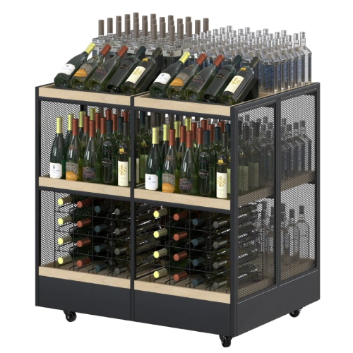 Металевий стелаж для алкоголю ARCHIW-Block Modern Expo 1086х1061х800 мм, навантаження 200 кг, метал/фанера, для магазинів і барів, Україна